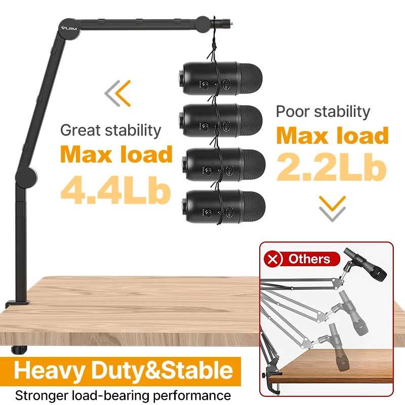 Vijim LS24 LS25 Microphone Boom Arm Stand Heavy Duty Desktop Adjustable DSLR Cam