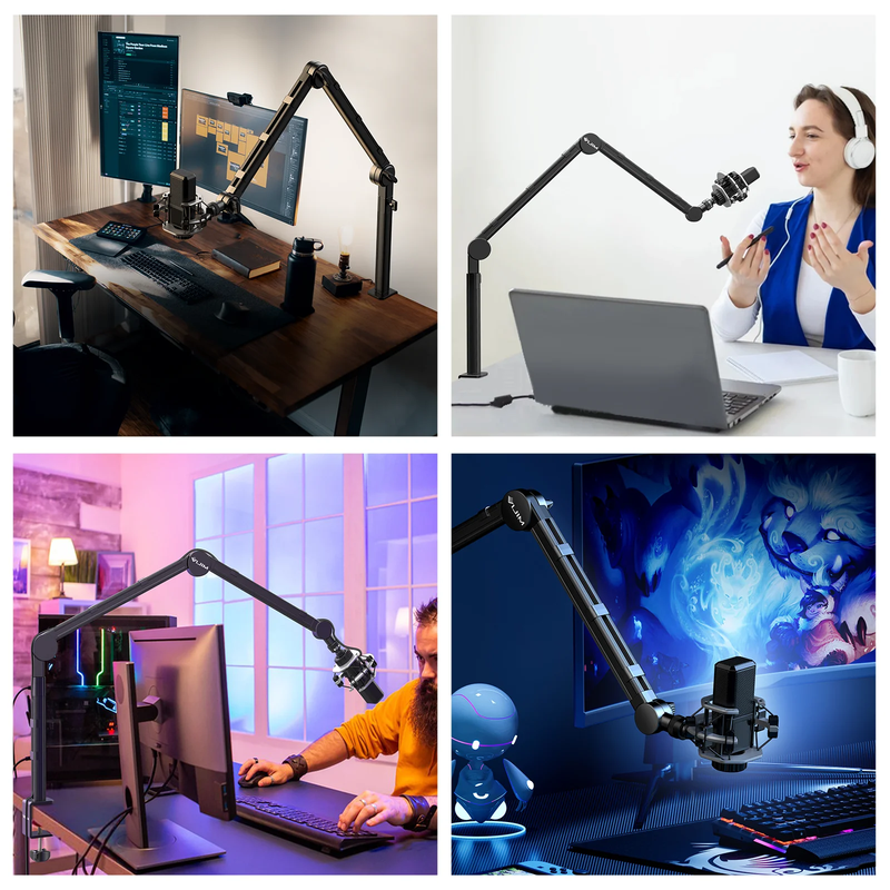 Vijim LS24 LS25 Microphone Boom Arm Stand Heavy Duty Desktop Adjustable DSLR Cam