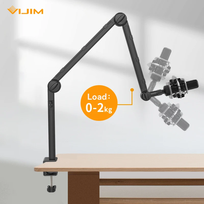 Vijim LS24 LS25 Microphone Boom Arm Stand Heavy Duty Desktop Adjustable DSLR Cam