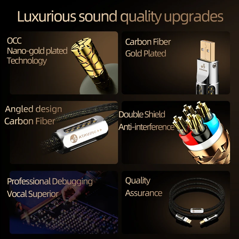 Hifi USB Audio Cable DAC Type A-B A-C C-B C-C High Quality OCC Gold Plating USB