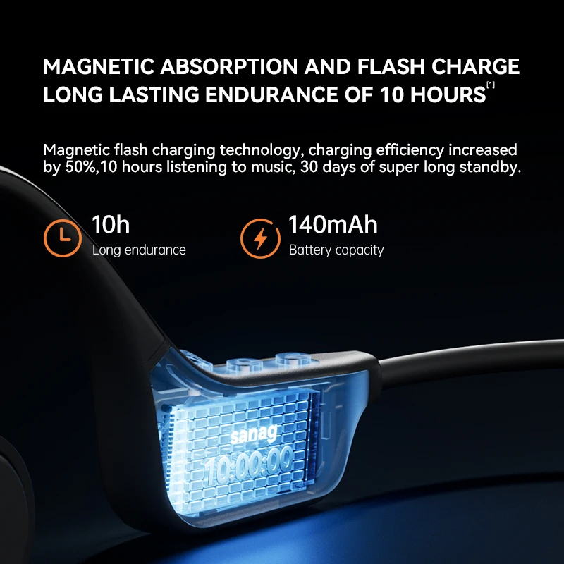 B60S True Bone Conduction Bluetooth 5.3 Wireless Earphones IPX8 Swimming Riding