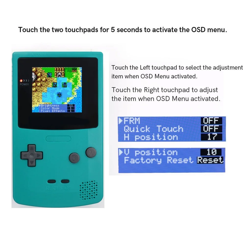 2.45 Inches Real Drop in  2.45'' GBC Retro Pixel HD IPS LCD Kit for Gameboy Color