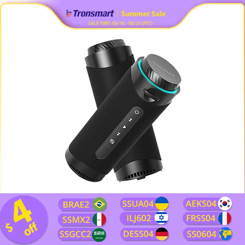 T7 Speaker Portable Bluetooth Speaker with 360 Degree Surround Sound, LED Modes,