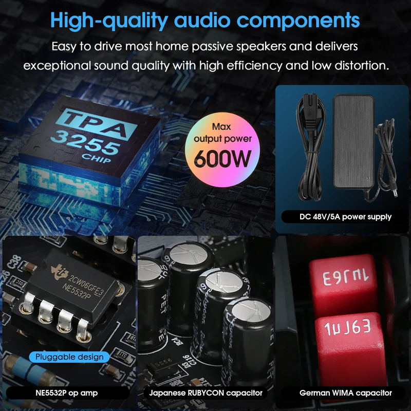 NS-13G-MAX Hifi 2.0 Channel Stereo Audio Amplifier TPA3255 Mini Digital Power Am