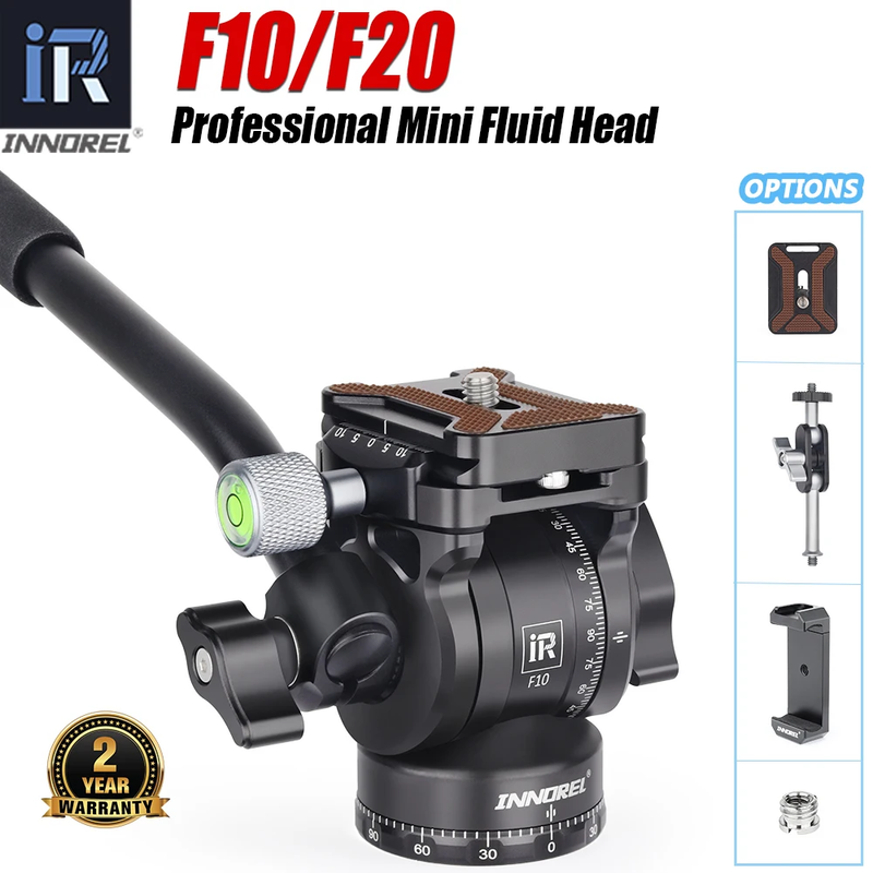 F10/F20 Mini Tripod Fluid Head Metal Camera Video Tripod Head with Arca Swiss Qu