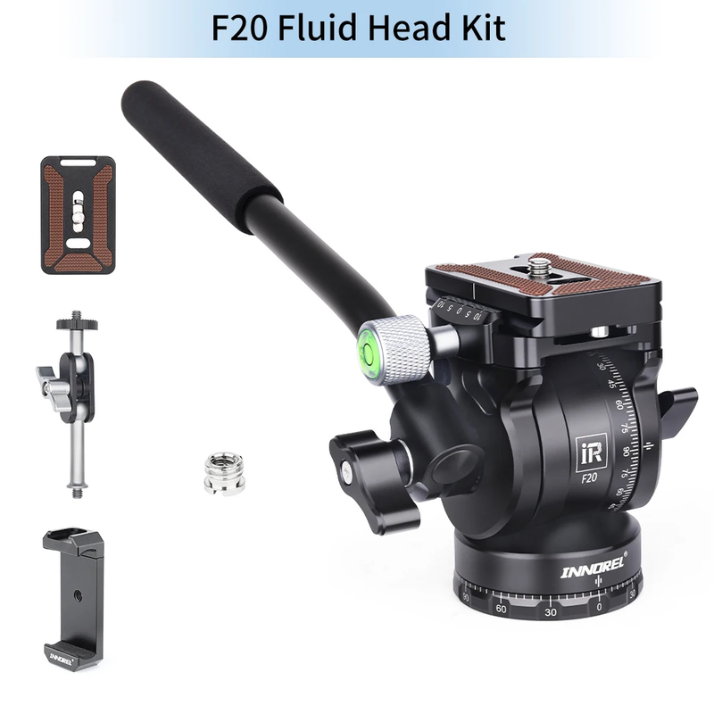 F10/F20 Mini Tripod Fluid Head Metal Camera Video Tripod Head with Arca Swiss Qu