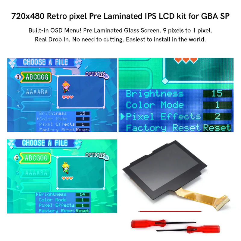 New for GBA SP Replacements IPS V5 Drop in Laminated LCD Mod Screen Kits for Gam