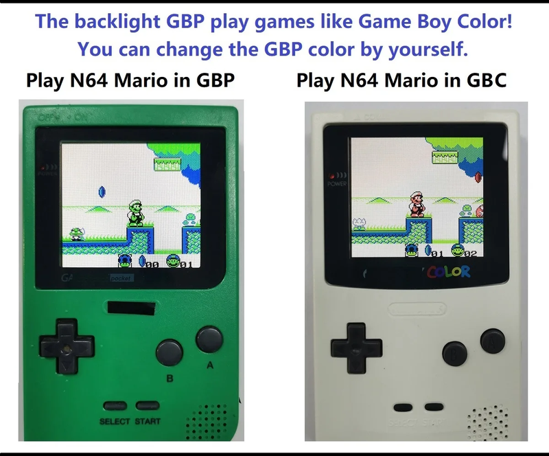 GBP Q5 Larger IPS Screen Display Build in OSD for Gameboy Pocket 8 Color Retro P