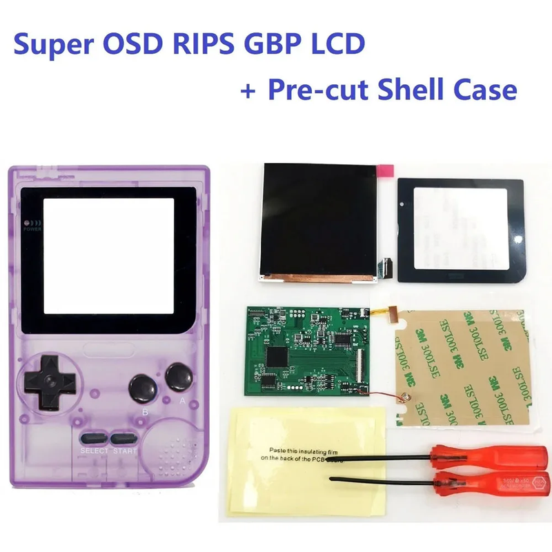 GBP Q5 Larger IPS Screen Display Build in OSD for Gameboy Pocket 8 Color Retro P