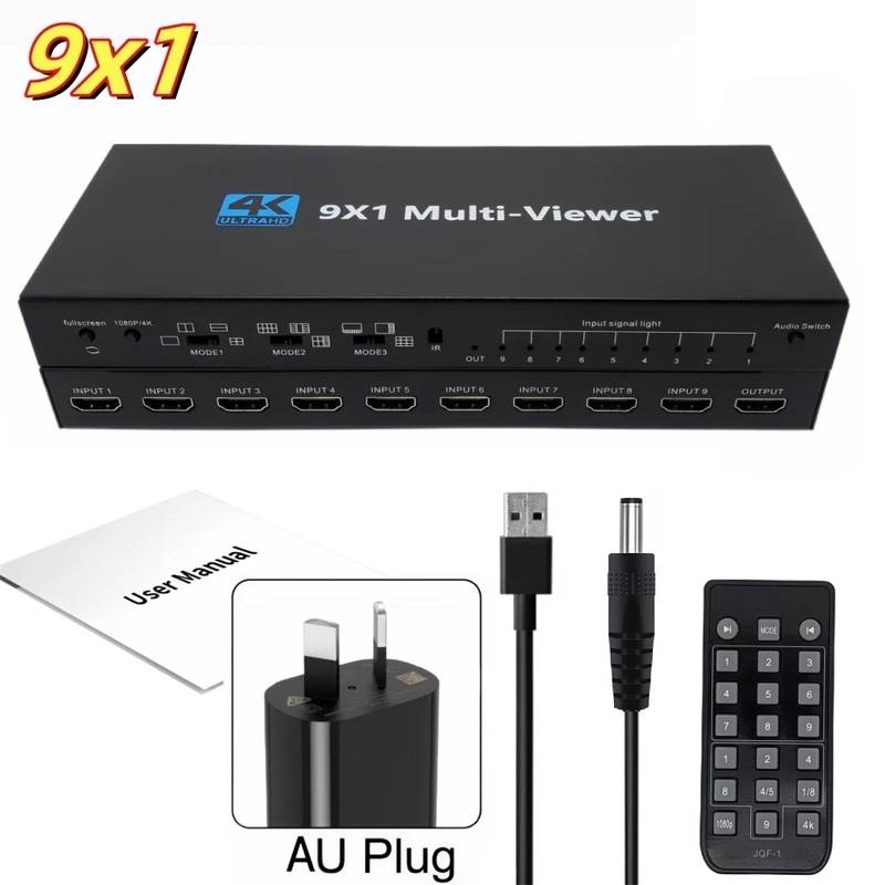 9X1 HDMI Multi-Viewer Switcher Seamless 4K HDMI 9 Screen Real Time Multi Viewer