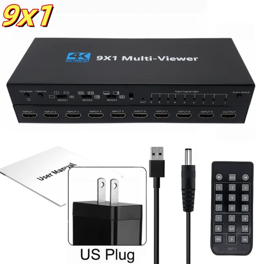 9X1 HDMI Multi-Viewer Switcher Seamless 4K HDMI 9 Screen Real Time Multi Viewer