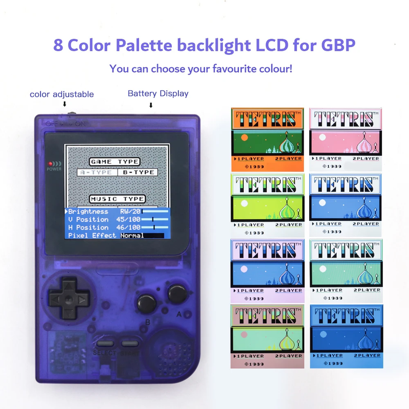 Larger IPS Q5 High Brightness Backlight Screen for Gameboy Pocket GBP Built-In O