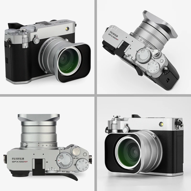 Haoge Metal Square Lens Hood with Metal Cap for Fujifilm Fuji GFX 100RF Grx100Rf