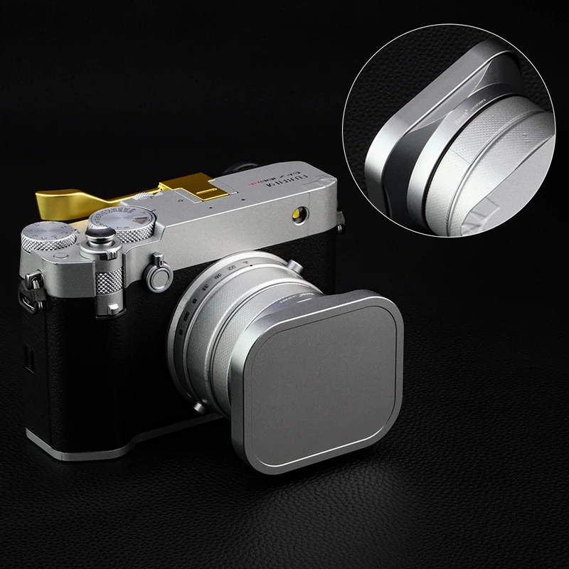 Haoge Metal Square Lens Hood with Metal Cap for Fujifilm Fuji GFX 100RF Grx100Rf
