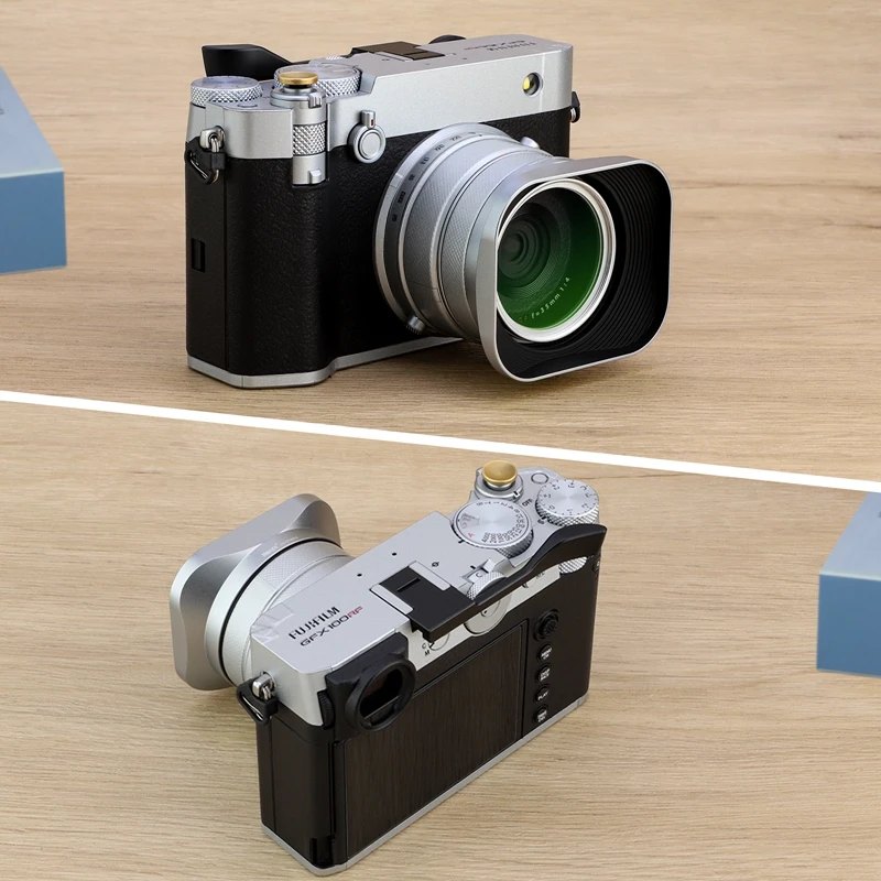 Haoge Metal Square Lens Hood with Metal Cap for Fujifilm Fuji GFX 100RF Grx100Rf