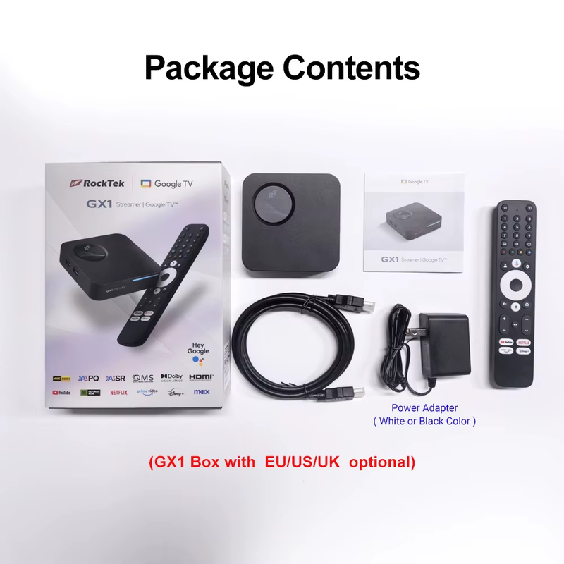 Netflix Certified Google 12 TV Box  GX1 UHD Realtek1325 A55 Edge AI Support Dolb