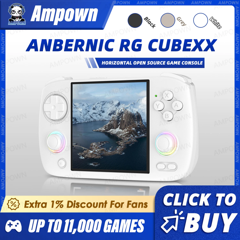 RG CUBEXX Handheld Game Console 3.95'' IPS Screen Linux System Video Output Wili