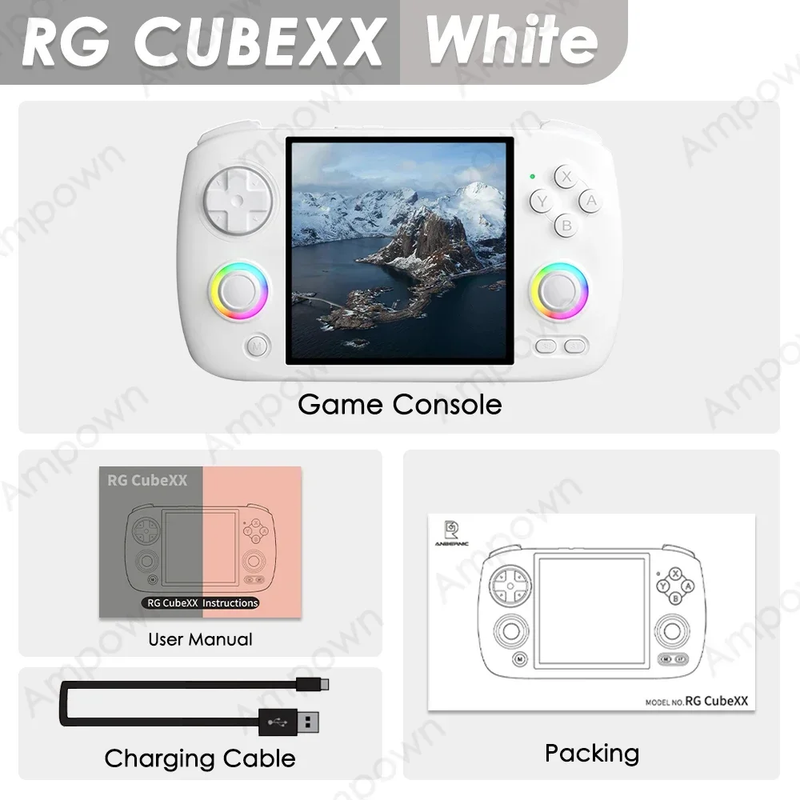 RG CUBEXX Handheld Game Console 3.95'' IPS Screen Linux System Video Output Wili