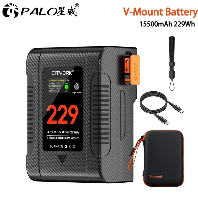 BP-229 V Mount Battery V Lock BP Portable Bateria with PD 65W Fast Charge Cable