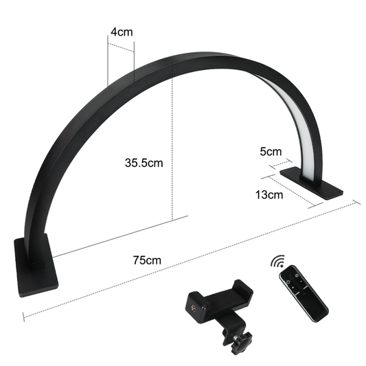 55Cm 75Cm Half Moon Light Half Moon Nail Desk Lamp with Remote Mobile Phone Clip