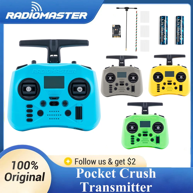 Pocket Crush 2.4Ghz ELRS Hall Gimbal Transmitter Remote Control with XR1 Receive
