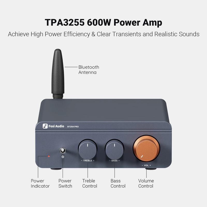 BT20A Pro TPA3255 Bluetooth Sound Power Amplifier 300W X2 Mini Hifi Stereo Class
