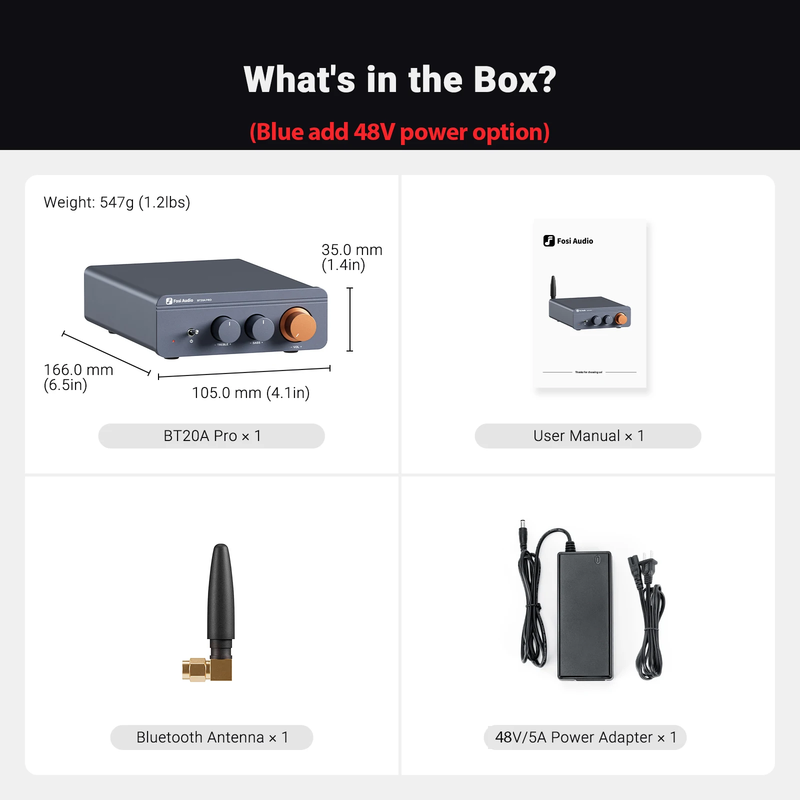 BT20A Pro TPA3255 Bluetooth Sound Power Amplifier 300W X2 Mini Hifi Stereo Class