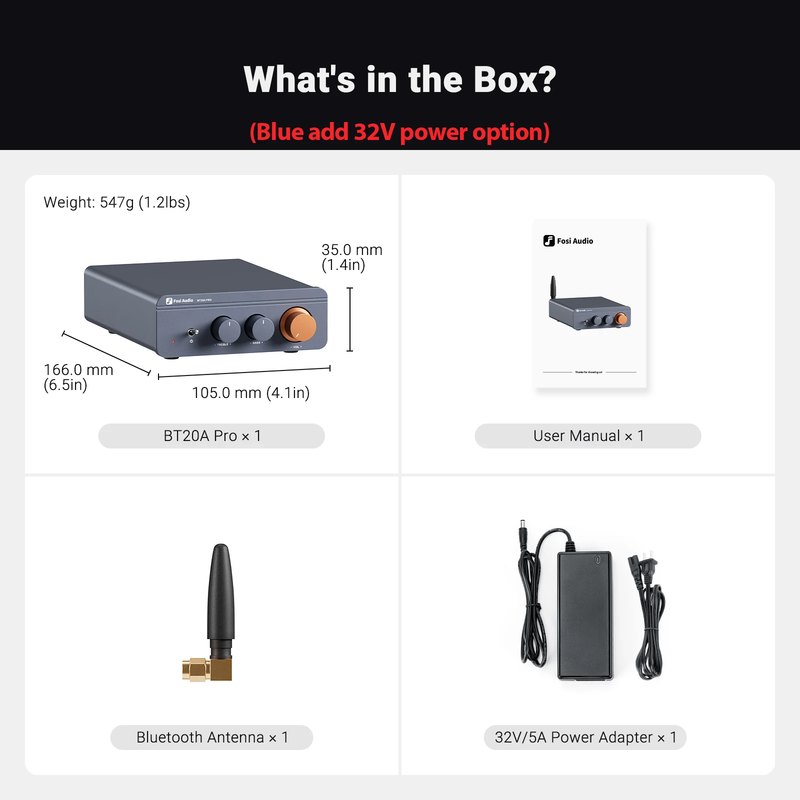 BT20A Pro TPA3255 Bluetooth Sound Power Amplifier 300W X2 Mini Hifi Stereo Class