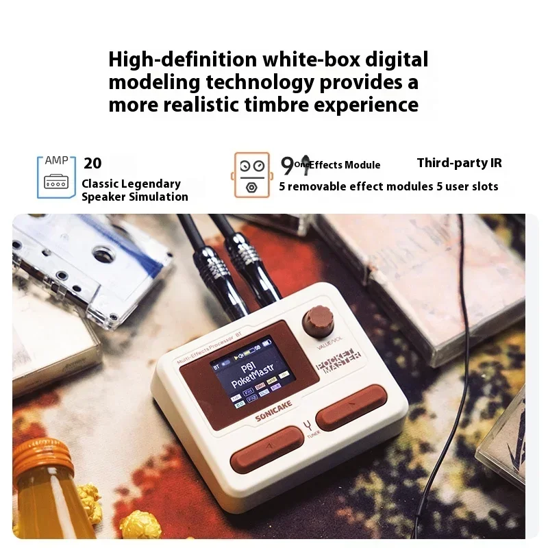 SONICAKE Pocket Master Guitar Bass Amplifier 1.77'' LCD Screen 100+ Multi-Effects