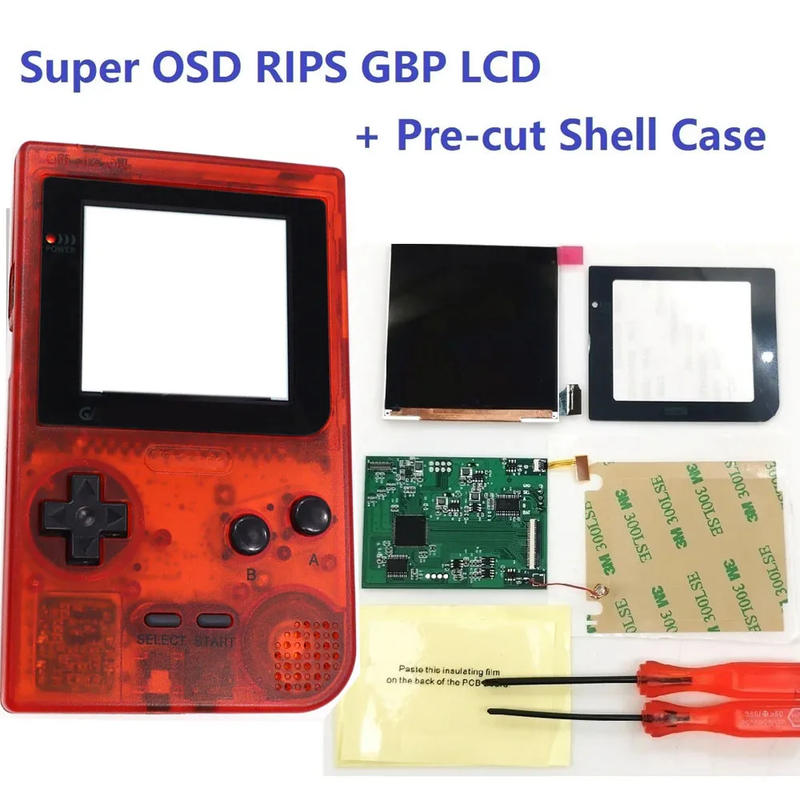 GBP Q5 Larger IPS Screen LCD Display Build in OSD for Gameboy Pocket 8 Color Ret