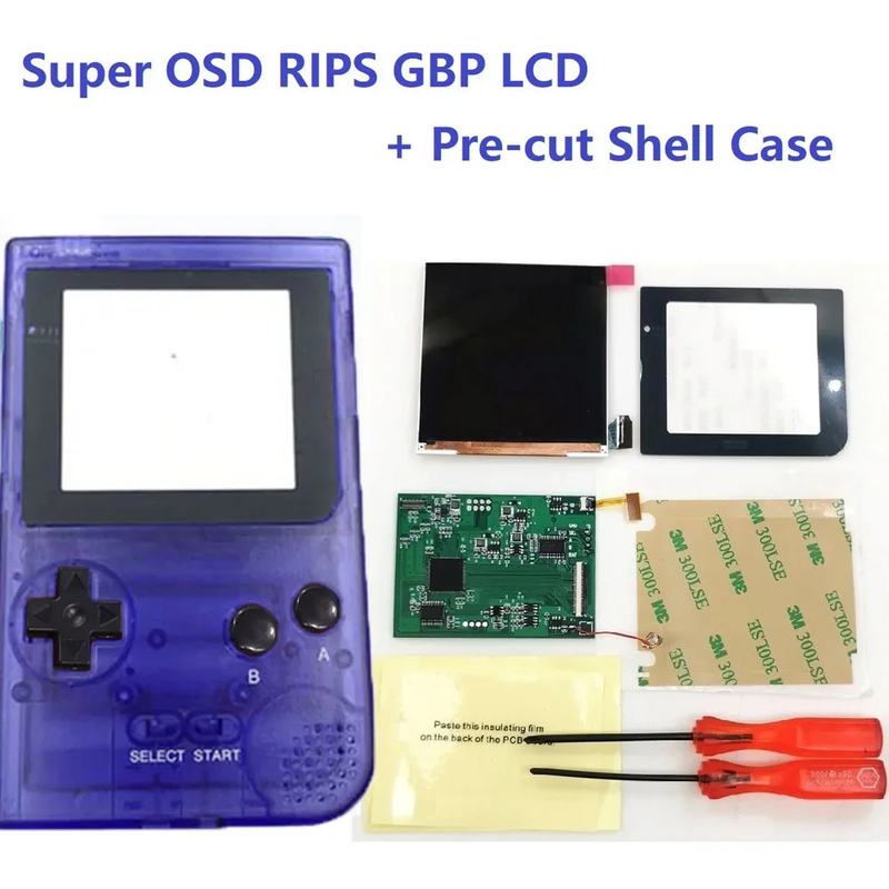 GBP Q5 Larger IPS Screen LCD Display Build in OSD for Gameboy Pocket 8 Color Ret