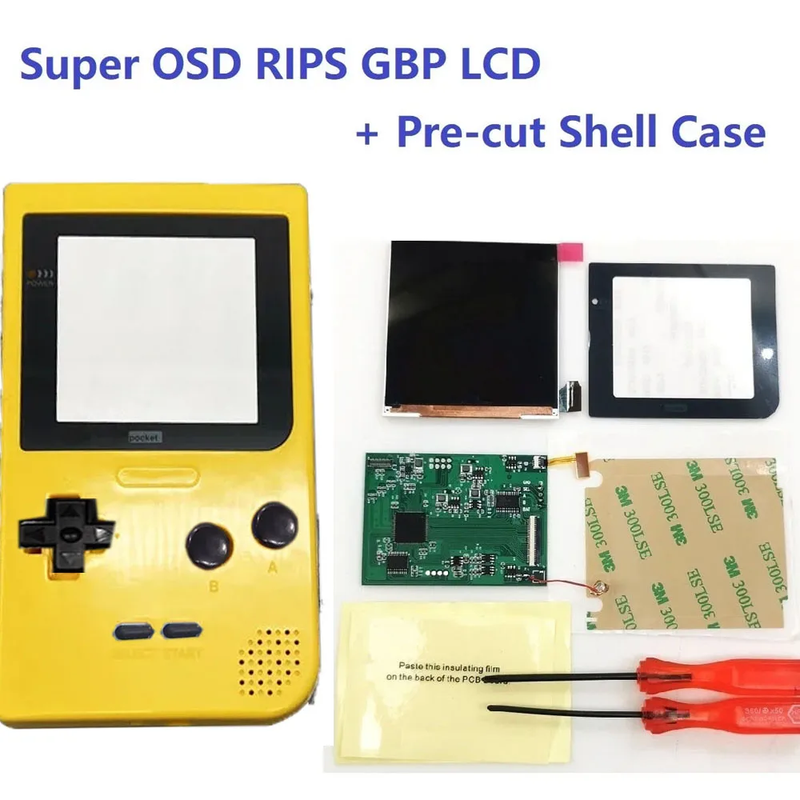 GBP Q5 Larger IPS Screen LCD Display Build in OSD for Gameboy Pocket 8 Color Ret