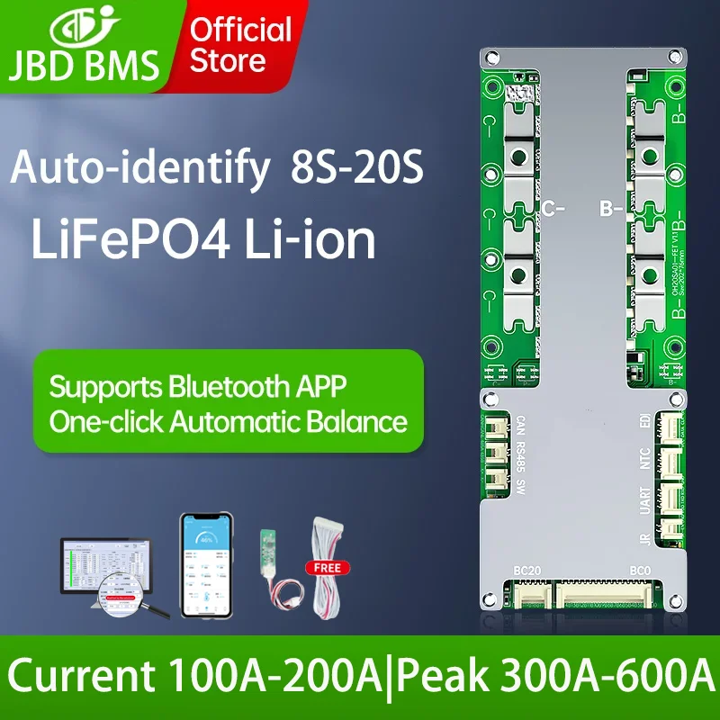 JBD Smart BMS Li-Ion Lifepo4 24V 36V 48V 60V 8S-20S 8S 10S 13S 14S 16S 18S 20S 2