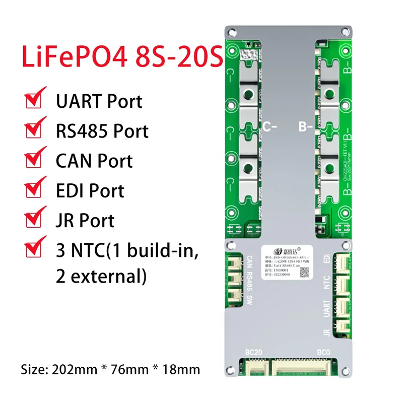 JBD Smart BMS Li-Ion Lifepo4 24V 36V 48V 60V 8S-20S 8S 10S 13S 14S 16S 18S 20S 2