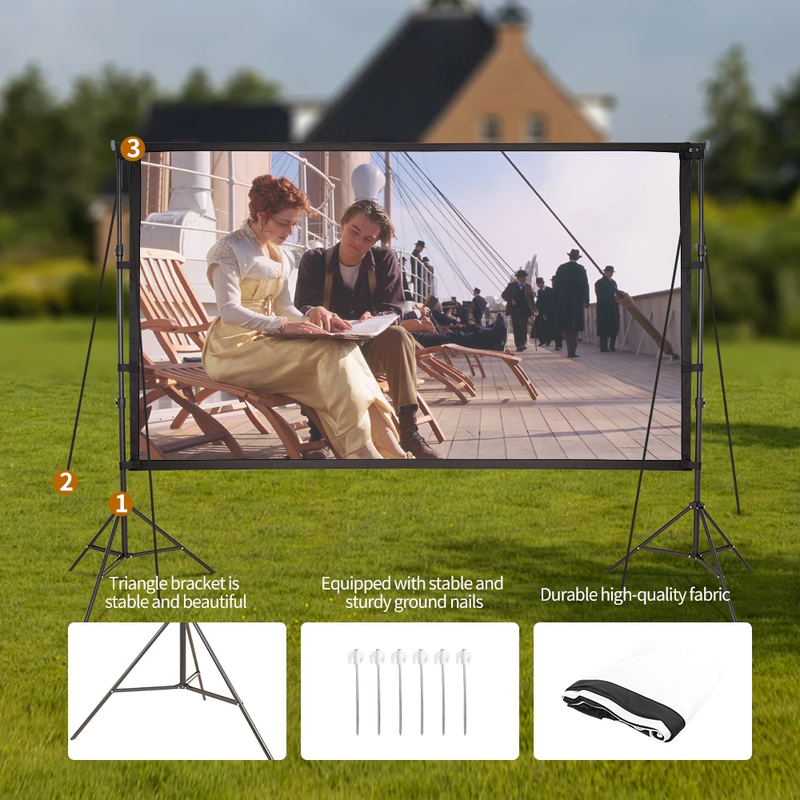 SH Portable Projector Screen with Background Stand Outdoor Movie Screen 120 Inch