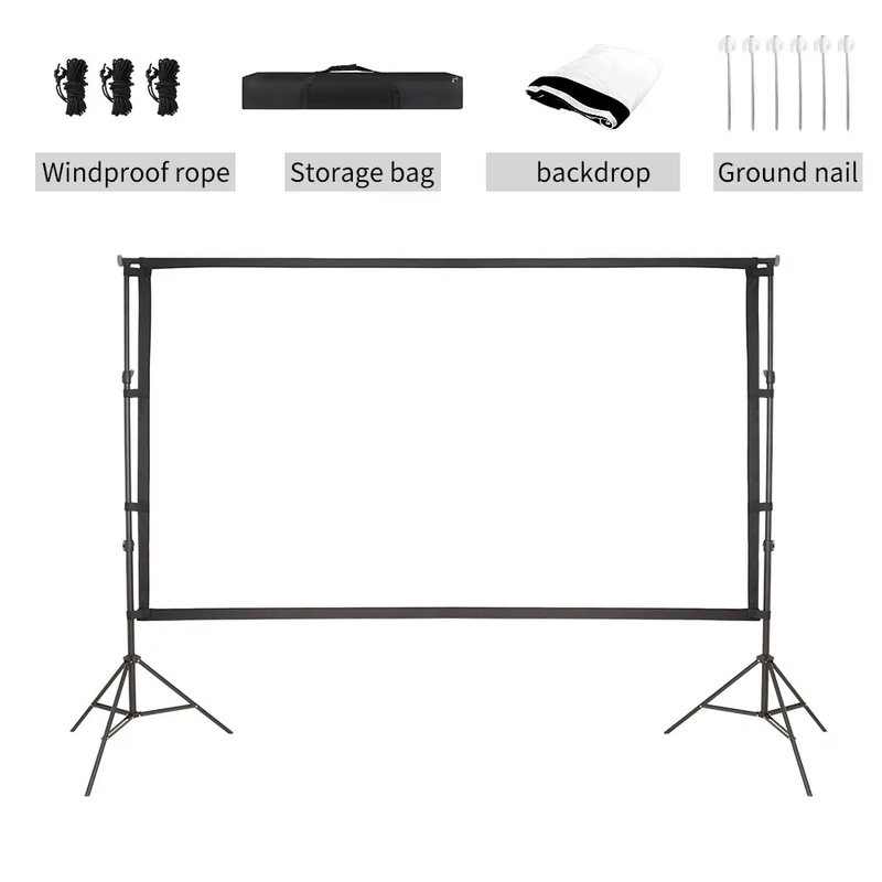 SH Portable Projector Screen with Background Stand Outdoor Movie Screen 120 Inch