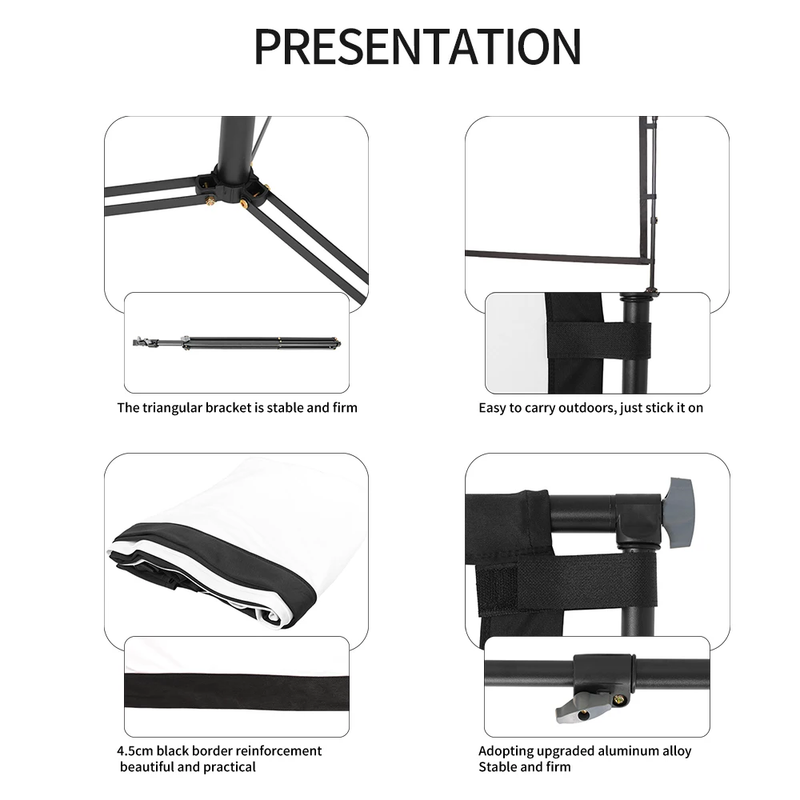 SH Portable Projector Screen with Background Stand Outdoor Movie Screen 120 Inch