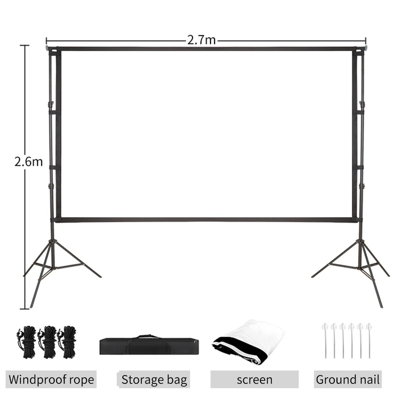 SH Portable Projector Screen with Background Stand Outdoor Movie Screen 120 Inch