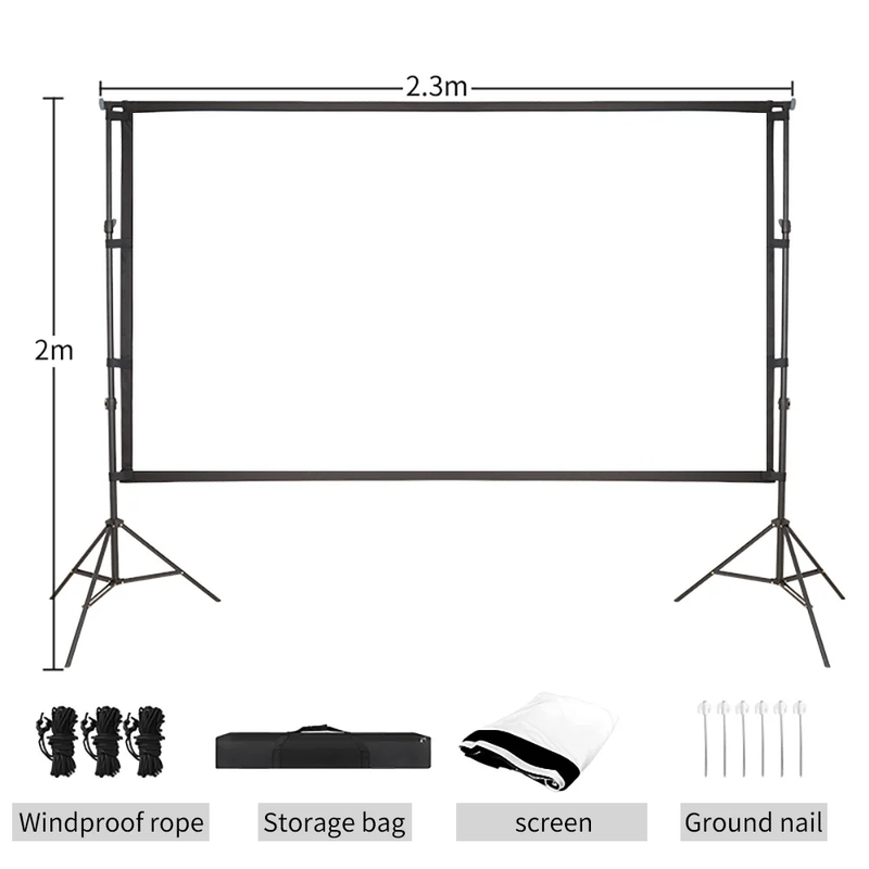 SH Portable Projector Screen with Background Stand Outdoor Movie Screen 120 Inch