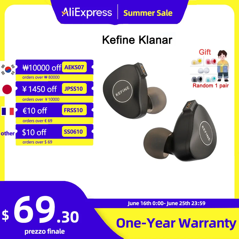 Kefine Klanar in Ear Earphone 14.5Mm Planar Driver IEM Hifi Wired Earphone Earbu