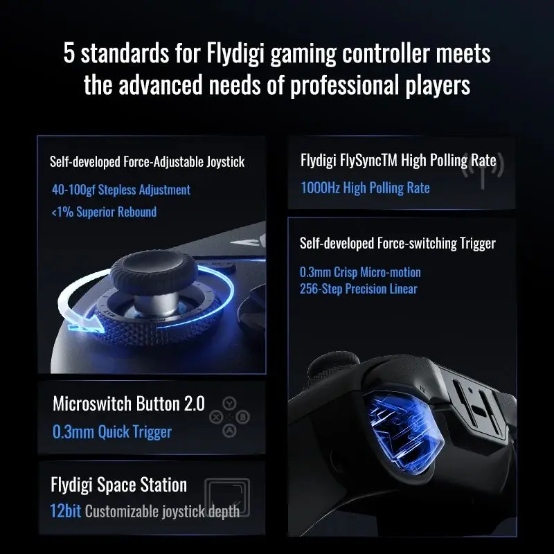 Flydigi Vader 4 Pro Gaming Controller, Force-Switchable Tirgger Support, for Pc/