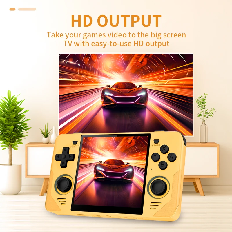 RGB30 Yellow 720*720 4 Inch Ips Screen Built-In WIFI RK3566 Open-Source Retro Ha