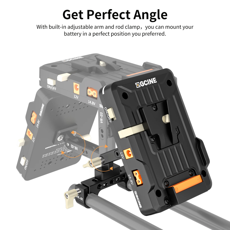 VP1 V MOUNT Plate PD 14.8V with 15MM Rod Clamp Standard V Battery V-Lock Plate A