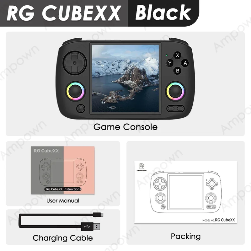 RG CUBEXX Handheld Game Console 3.95''IPS Screen Linux System Video Output Wiliw