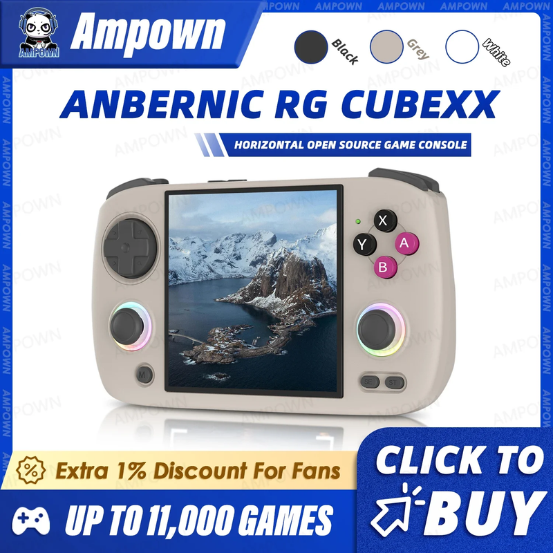 RG CUBEXX Handheld Game Console 3.95''IPS Screen Linux System Video Output Wiliw