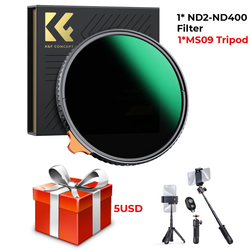 ND2 to ND400 Lens HD ND Filter Fader Variable Adjustable Neutral Density Camera