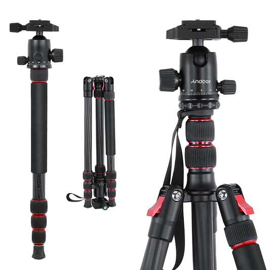 Andoer TTT-008 200Cm/78.7In Adjustable Carbon Fiber Camera Tripod Stand Monopod
