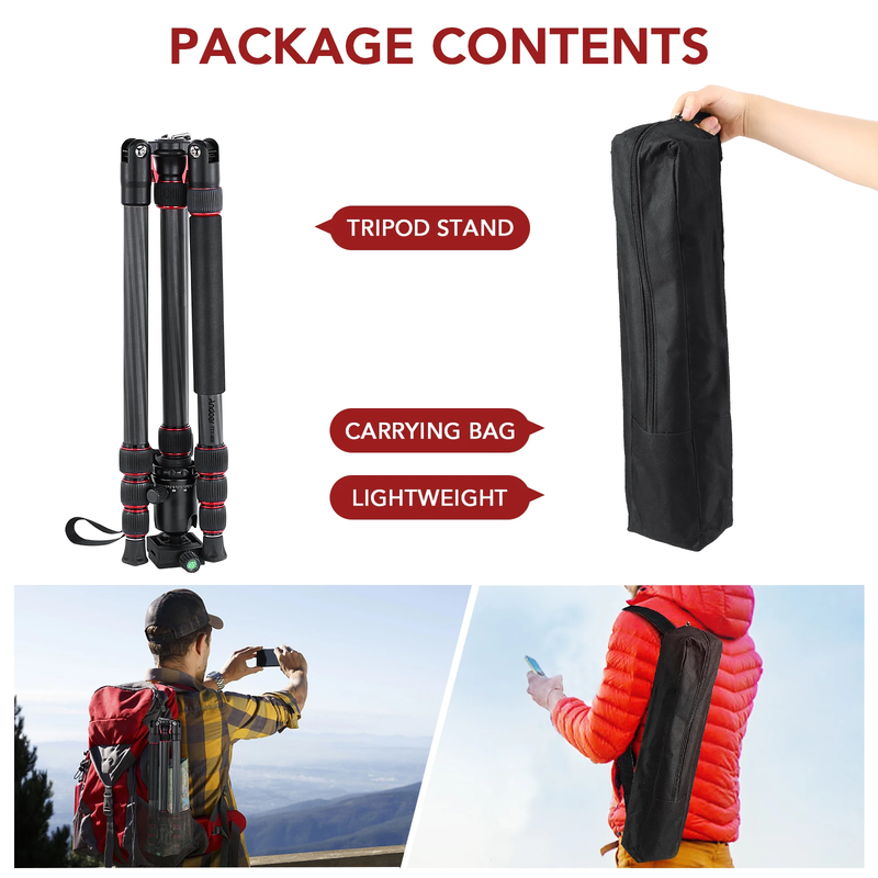 Andoer TTT-008 200Cm/78.7In Adjustable Carbon Fiber Camera Tripod Stand Monopod