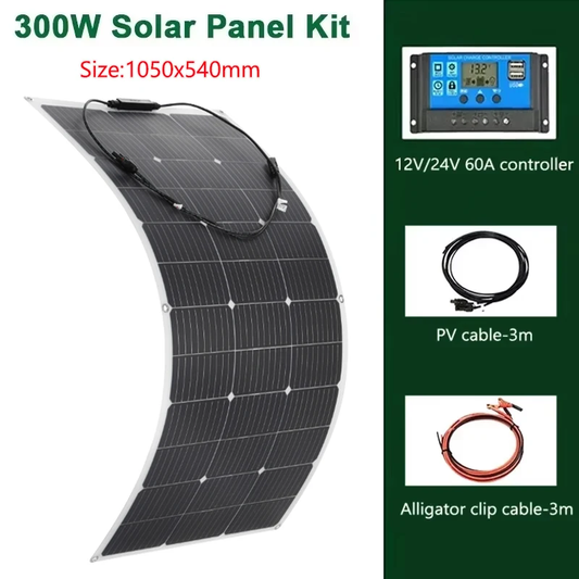 600W 300W Solar Panel Kit 18V Flexible Monocrystalline Solar Cell Power Charger