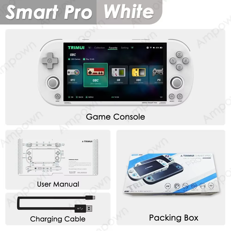 Smart Pro Handheld Game Console 4.96'' IPS Screen Linux System Joystick RGB Ligh